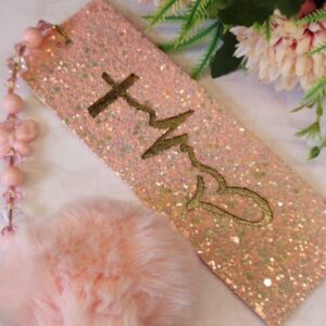 MARCA PÁGINAS CRUZ COM BATIMENTOS CARDIACOS GLITER