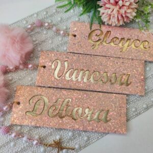 MARCA PÁGINAS PERSONALIZADO COM NOME GLITER