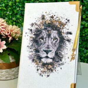 LEÃO ESTAMPADO - GLITER BRANCO