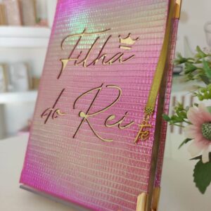 BÍBLIA FILHA DO REI- COURO SINTÉTICO PINK HOLOGRÁFICO
