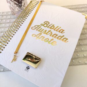 BÍBLIA SAGRADA ANOTE ILUSTRADA / NVT / CAPA TELA BRANCA
