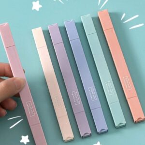 KIT COM 6 MARCA TEXTO EM TONS PASTEIS - QUADRADO