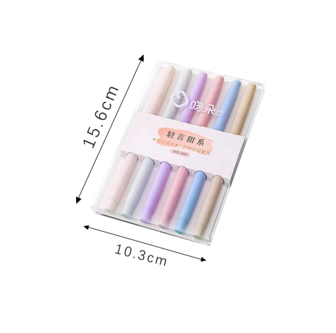 KIT COM 6 MARCA TEXTO COM PONTA DUPLA EM TONS PASTEIS- REDONDO - Imagem 5