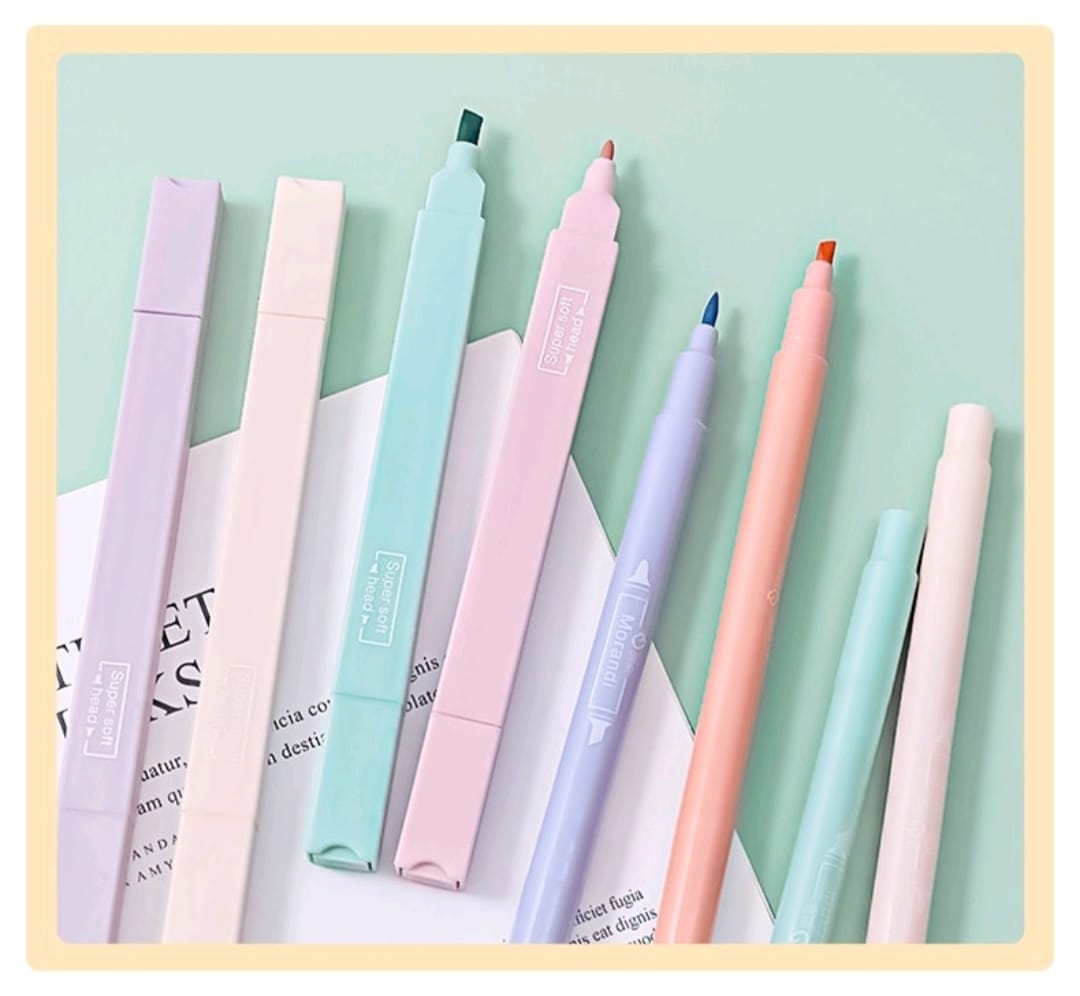 KIT COM 6 MARCA TEXTO COM PONTA DUPLA EM TONS PASTEIS- REDONDO - Imagem 2